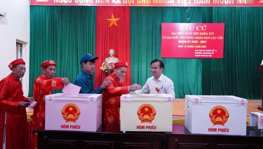 Cử tri phường Chương Mỹ hân hoan đi bầu cử đại biểu Quốc hội khóa XVI và đại biểu HĐND các cấp, nhiệm kỳ 2026 - 2031