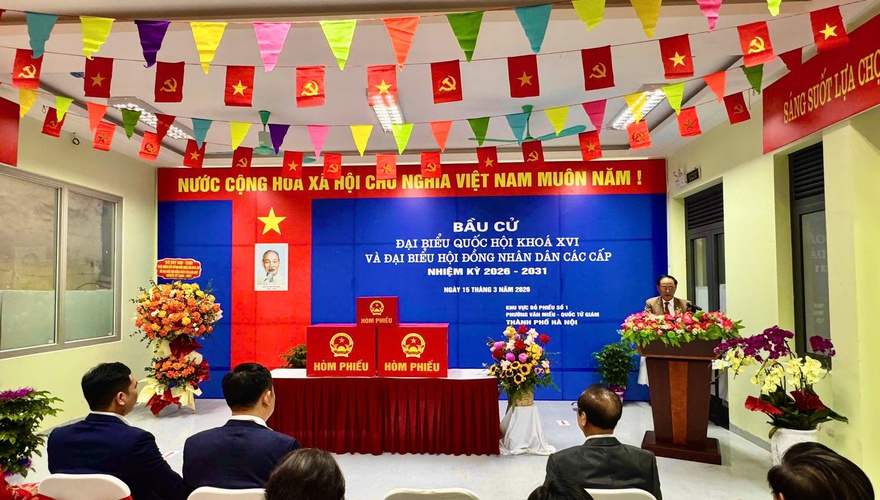 PHƯỜNG VĂN MIẾU – QUỐC TỬ GIÁM TỔ CHỨC LỄ KHAI MẠC CUỘC BẦU CỬ ĐẠI BIỂU QUỐC HỘI KHÓA XVI VÀ ĐẠI BIỂU HĐND CÁC CẤP NHIỆM KỲ 2026 – 2031 TẠI CÁC KHU VỰC BỎ PHIẾU