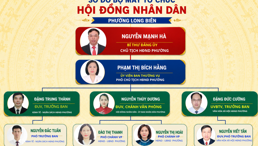 Sơ đồ tổ chức bộ máy Hội đồng nhân dân phường Long Biên
